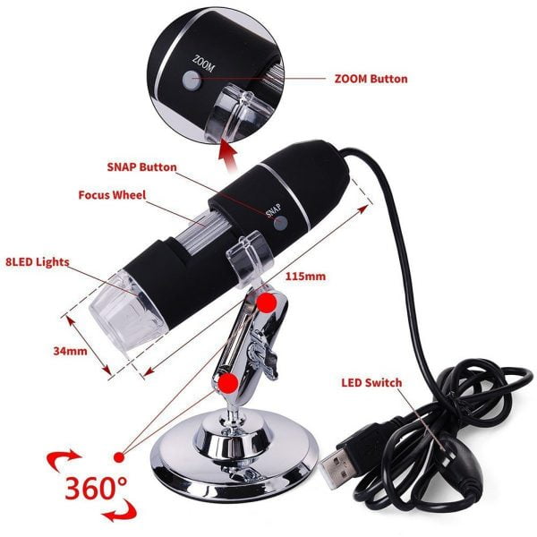 20X 1000X USB microscope Repair Magnifier 8 LED USB Digital Microscope holder Practical Camera Microscope Endoscope e1602756467668