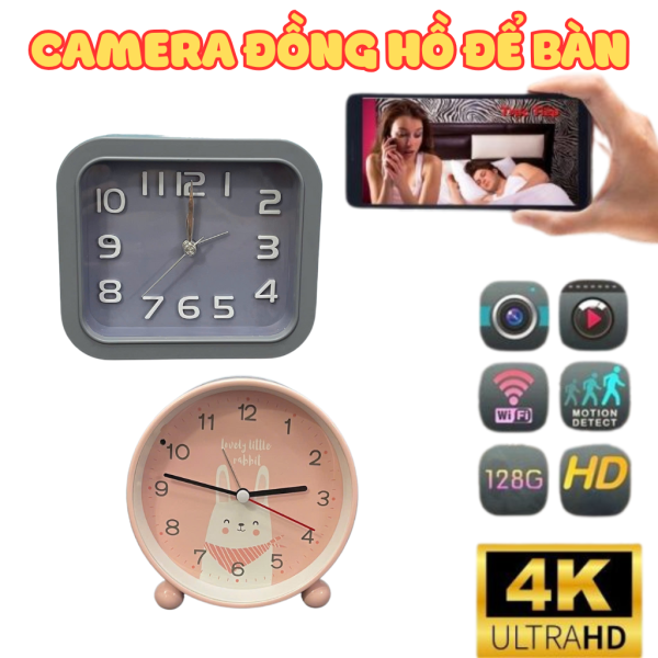 Camera Nguỵ Trang Đồng Hồ Để Bàn 4K Wifi - xem trực tiếp từ xa