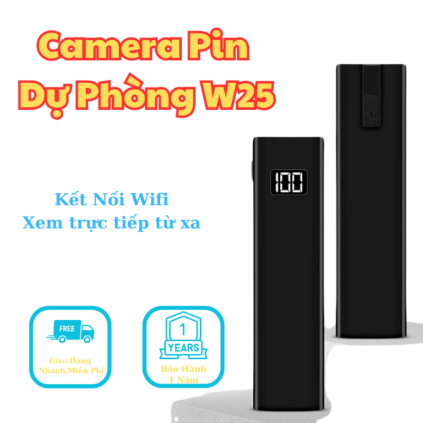 Camera Nguỵ Trang Pin Sạc Dự Phòng Mini W25 4K - Hình Ảnh và Âm Thanh Chất Lượng cao