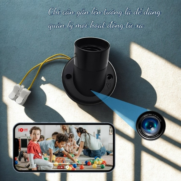 Camera Nguỵ Trang Đuôi Bóng Đèn D1 4k - Xem Trực Tiếp Từ Xa Trên Điện Thoại Từ Xa - Ảnh 6