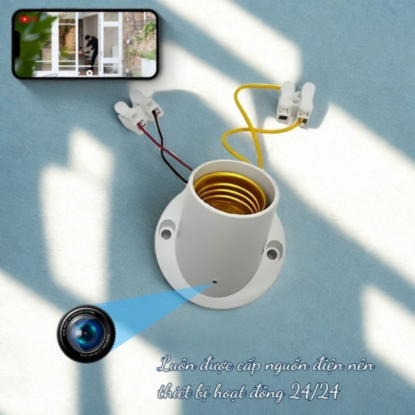 Camera Nguỵ Trang Đuôi Bóng Đèn D1 4k - Xem Trực Tiếp Từ Xa Trên Điện Thoại Từ Xa - Ảnh 5