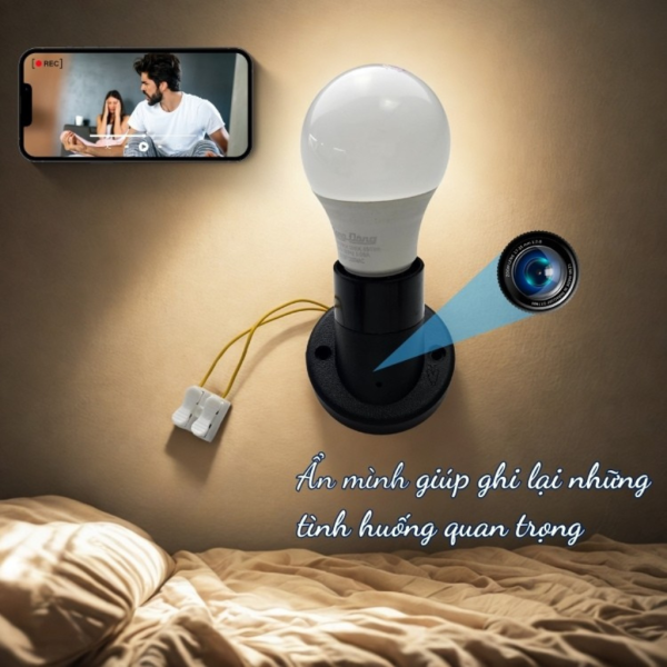 Camera Nguỵ Trang Đuôi Bóng Đèn D1 4k - Xem Trực Tiếp Từ Xa Trên Điện Thoại Từ Xa - Ảnh 2